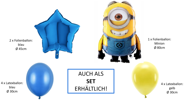 XXL Folienballon Figur - Minion Stuart - ø 80cm